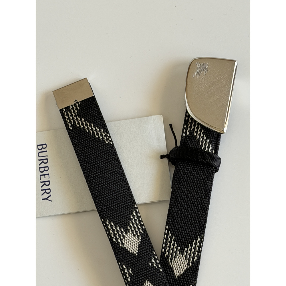 Burberry Silver Metal Buckle Shield Webbing Black Belt 90/36 8087708 IT NWT $490 - Picture 9 of 14